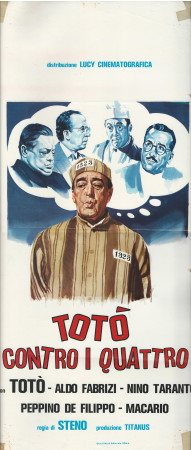 1963 * Locandina Cinema "Totò Contro i Quattro - Steno, Totò, Nino Taranto" Comico (B)