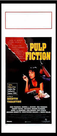 1994 * Locandina Cinema "Pulp Fiction - Quentin Tarantino, Uma Thurman, John Travolta" Hard Boiled (A)