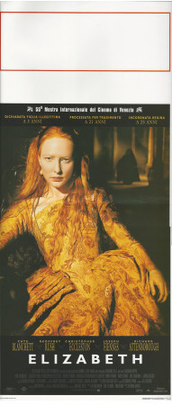 1998 * Locandina Cinema "Elizabeth - Cate Blanchett, Geoffrey Rush, Christopher Eccleston" Biografico (A-)
