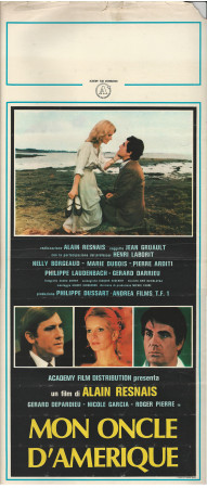1980 * Locandina Cinema "Mon Oncle d'Amérique -  Roger Pierre, Nicole Garcia, Gérard Depardieu" Commedia (B)