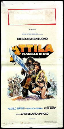 1982 * Locandina Cinema "Attila Flagello di Dio -  Diego Abatantuono, Rita Rusic" Comico (B-)