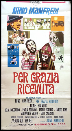 1971 * Locandina Cinema "Per Grazia Ricevuta - Nino Manfredi, Mario Scaccia, Lionel Stander, Mariangela Melato" Commedia (B-)  * Ritagliato
