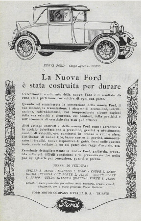 1928 * Pubblicità Originale "Ford - Coupè Sport" in Passepartout