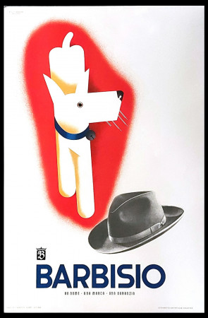 Anni '40 * Manifesto/Poster Pubblicità "Barbisio Cappelli - ST. MINGOZZI, Cane" (A-)