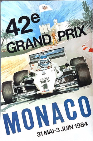 1984 * Poster Originale "42e Grand Prix Monaco F1 - Keke Rosberg - Pierre Berenguier" (A)