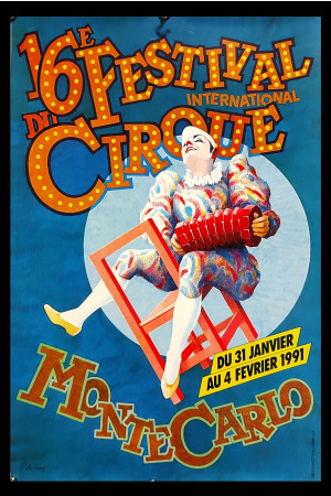 1991 * Manifesto, Poster Originale "J. Ramel - 16e Festival du Cirque International" Monaco (A)