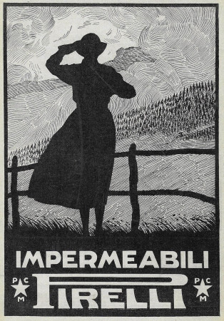 1928 * Pubblicità Originale "Pirelli – Impermeabili" in Passepartout