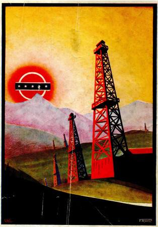 1930 * Pubblicità Originale "Società Italo Americana Petrolio - Paesaggio - ROMOLI" in Passepartout