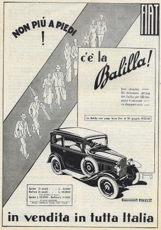 1932 * Pubblicità Originale "Fiat - C'è La Balilla - FRANCESCHETTI" in Passepartout