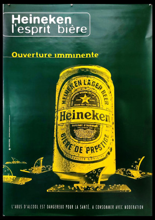 1996 * Manifesto Maxi Poster Originale "Heineken - L'Esprit Biere, Squali" Francia (B+)