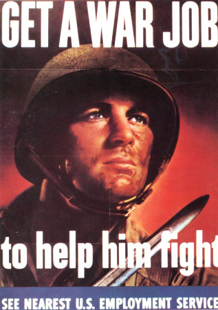 ND (WWII) * Propaganda di Guerra Riproduzione "USA - Lavorando Per L'Esercito Lo Aiuterete A Combattere" in Passepartout
