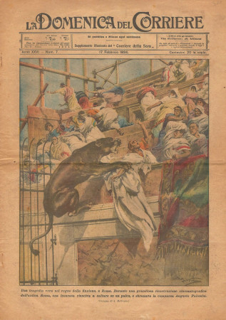 1924 * La Domenica Del Corriere (N°7) "Tragedia Cinematografica - Ghiaccio in Canada" Rivista Originale