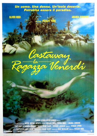 1987 * Manifesto 2F Cinema "Castaway, La Ragazza Venerdì - Oliver Reed, Amanda Donohoe" Drammatico (B+)