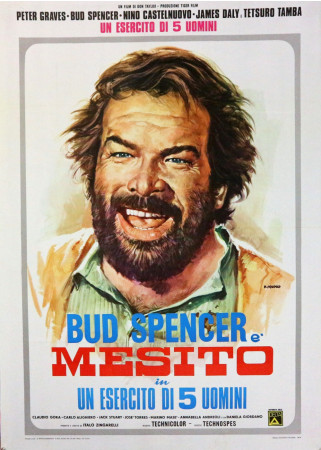 1974 * Manifesto 2F Cinema "Mesito Un Esercito di 5 Uomini -  Bud Spencer" Avventura (B)