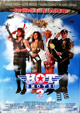 1993 * Manifesto 2F Cinema "Hot Shots! 2 - Charlie Sheen, Lloyd Bridges, Valeria Golino" Comico (B+)