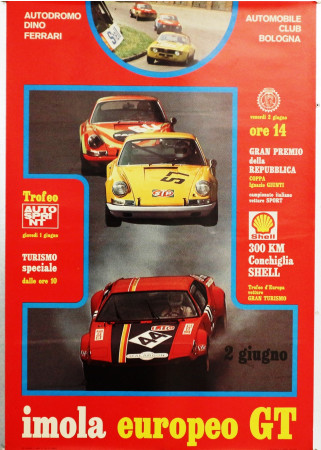 1970ca * Manifesto Originale "Imola Europeo GT, Automobile Club Imola" (A-)