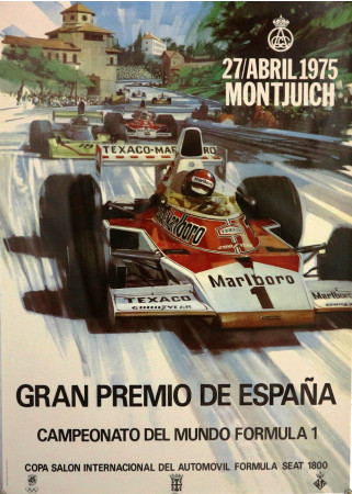 1975 * Manifesto Originale "Gran Premio de Espana Montjuich, Formula 1 - Michael Turner" (A-)