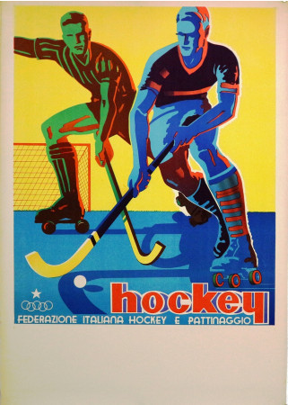  1960ca * Manifesto Originale "Hockey e Pattinaggio - Federazione Italiana" Anonymous (B+)