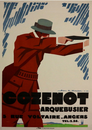  1927 * Manifesto Originale "Cozenot Arquebusier - Jean-Adrien Mercier" Angers (B)