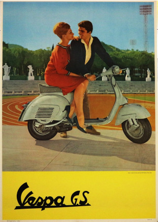 1960ca * Manifesto Originale "Vespa GS - Ted Windsor al Foro Italico" Anonymous (A-)