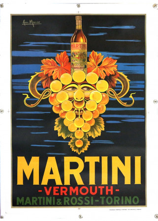 1950 * Manifesto Originale "Vermouth Martini & Rossi Torino - San Marco" (A-) TELATO