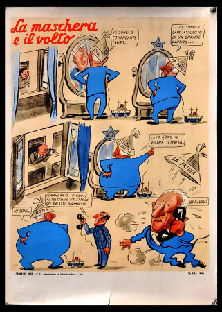 1950ca * Manifesto, Poster Politica "DC - Lauro, La Maschera e il Volto, Democrazia Cristiana" Italia (B)