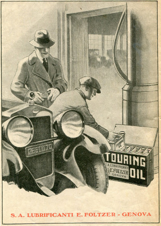 1930 * Pubblicità Originale "Touring Oil -Lubrificanti E.Foltzer Genova" in Passepartout