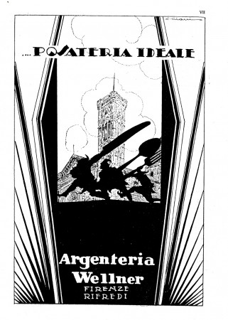 1930 * Pubblicità Originale "Wellner Argenteria - L.CIANINO, Posateria Ideale, Firenze" in Passepartout