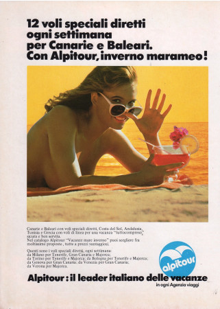 Anni ' 80  * Pubblicità Originale "Alpitour: Il Leader Italiano delle Vacanze, Canarie e Baleari" in Passepartout"