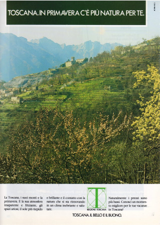 Anni ' 80  * Pubblicità Originale "Regione Toscana, AG.ADMARCO, Il Bello e Il Buono, C'è Più Natura per Te" in Passepartout"