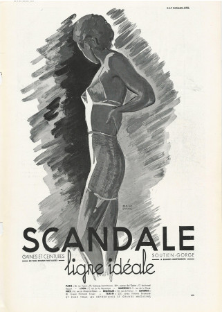 1937 * Pubblicità Originale "Scandale Ligne Idéale - M.S. DE ST MARC -" in Passepartout