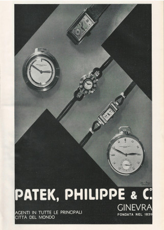 1937 * Pubblicità Originale "Patek Philippe Geneve Orologi di Lusso - DE JONGH -" in Passepartout