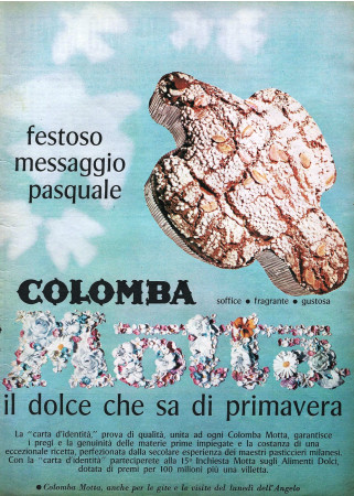 Anni '70 * Pubblicità Originale "Motta Colomba Pasquale, Il Dolce che Sa di Primavera" in Passepartout