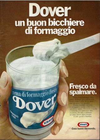 Anni '70 * Pubblicità Originale "Kraft Dover Crema di Formaggio, Fresco da Spalmare" in Passepartout