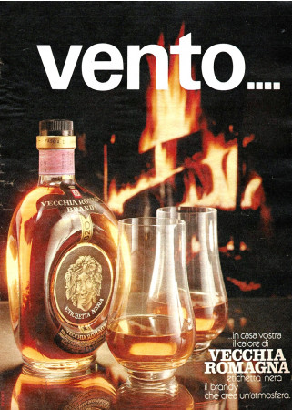 Anni '70 * Pubblicità Originale "Vecchia Romagna Brandy, Vento..." in Passepartout