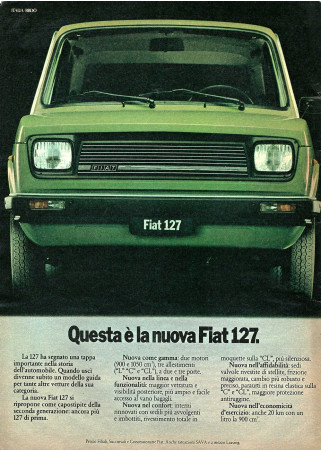 Anni ' 70 * Pubblicità Originale "FIAT La 127, Questa È La Nuova Fiat 127, Colore Verde" in Passepartout