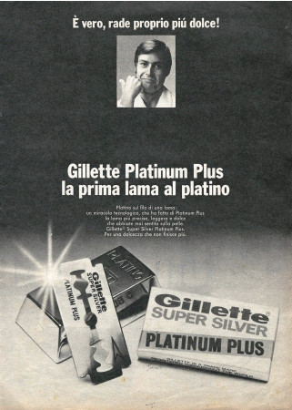 Anni '70 * Pubblicità Originale "Gilette Platinum Plus, La Prima Lama al Platino" in Passepartout