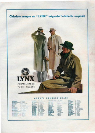 1937 * Pubblicità Originale "Lynx L' impermeabile Fuori Classe, Esigendo L'Etichetta Originale" in Passepartout