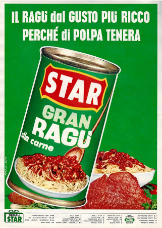 Anni '60 * Pubblicità Originale "Star Gran Ragù alla Carne, Dal Gusto Più Ricco" in Passepartout