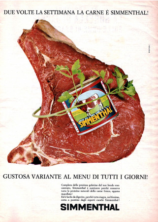 Anni '60 * Pubblicità Originale "Simmenthal – ST.TESTA, Due Volte La Settimana La Carne É Simmenthal!" in Passepartout