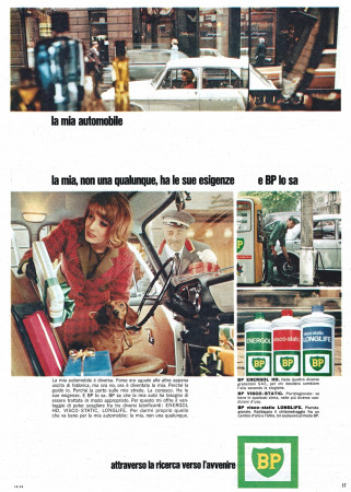 Anni '60 * Pubblicità Originale "BP Carburanti, Automobile-Donna-Bassotto" in Passepartout