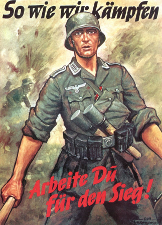 ND (WWII) * Propaganda di Guerra Riproduzione "Germania - Come Noi Combattiamo, Tu Lavora!" in Passepartout