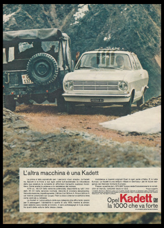 Anni ' 60  * Pubblicità Originale "Opel Kadett, La 1000 Che Va Forte" Italia