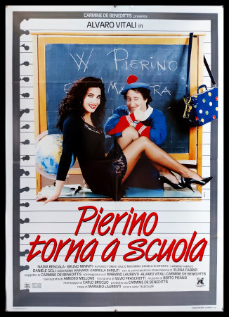 1990 * Manifesto 2F Cinema "Pierino Torna a Scuola - Alvaro Vitali, Nadia Bengala" Commedia (B+)