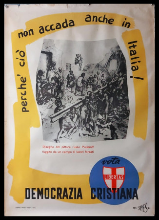 1950ca * Manifesto, Poster Politica "Vota Democrazia Cristiana - Disegno di Pulakoff" Italia (B-)