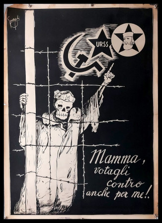 1950ca * Manifesto, Poster Politica "Giovanni Guareschi - Mamma, Votagli Contro Anche per Me!" Italia (B-)