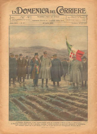 1925 * La Domenica Del Corriere (N°17) "Principe Ereditario a Rocca di Mezzo - Abruzzo" Rivista Originale