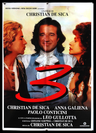 1996 * Poster Soggettone Cinema "Tre (3) - Christian De Sica, Anna Galiena, Paolo Conticini"  Commedia (B+)