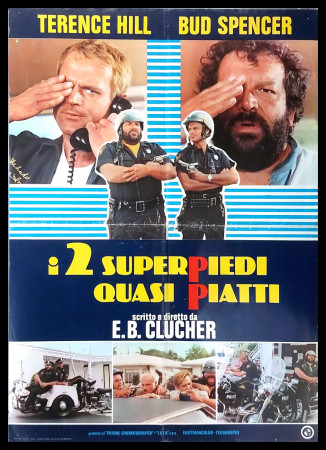 1977 * Poster Soggettone Cinema "Due Superpiedi Quasi Piatti - Bud Spencer, Terence Hill, David Huddleston"  Commedia (B)
