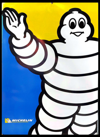 1990ca * Manifesto, Poster Originale "Michelin - Bibendum, Blu Giallo" Francia (B+)